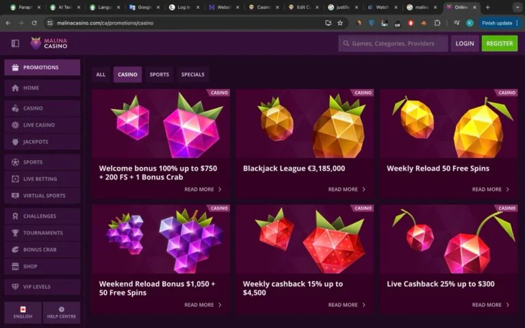 Malina casino promóciók és aktuális ajánlatok