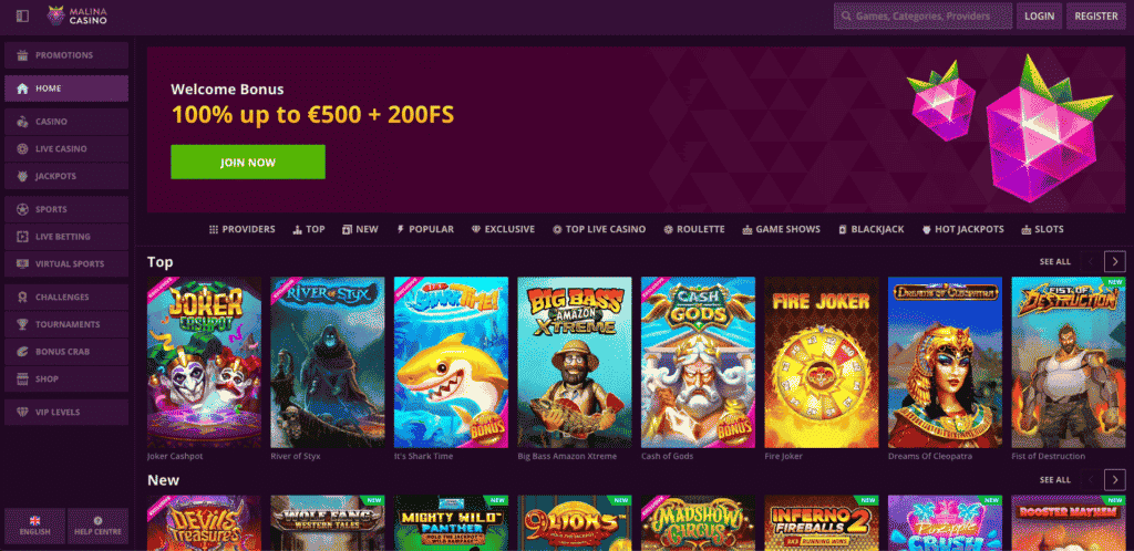 Malina casino nyerőg&eacute;pek &eacute;s slotok k&iacute;n&aacute;lata